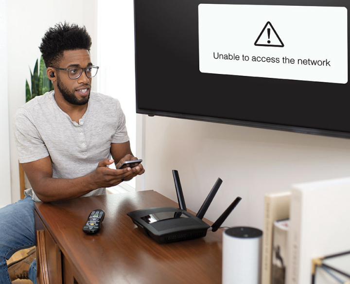 Technician fixing router