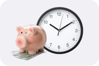 Clock and piggy bank logo