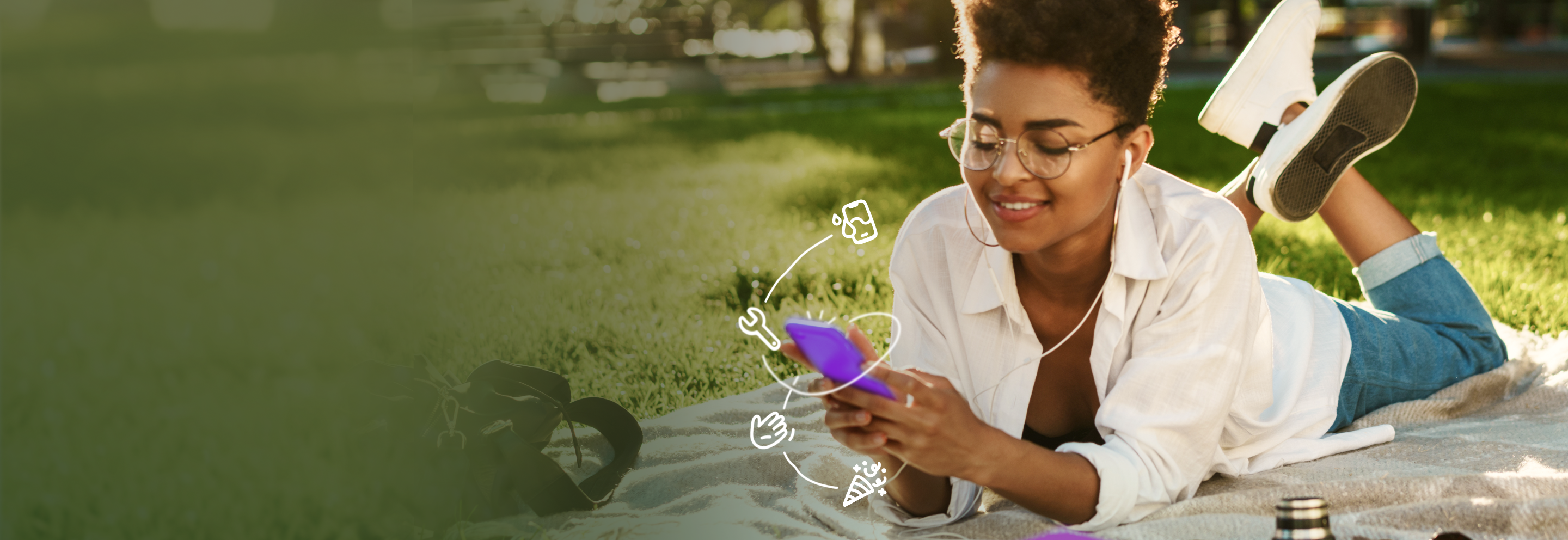 Woman using refurbished phone outdoors