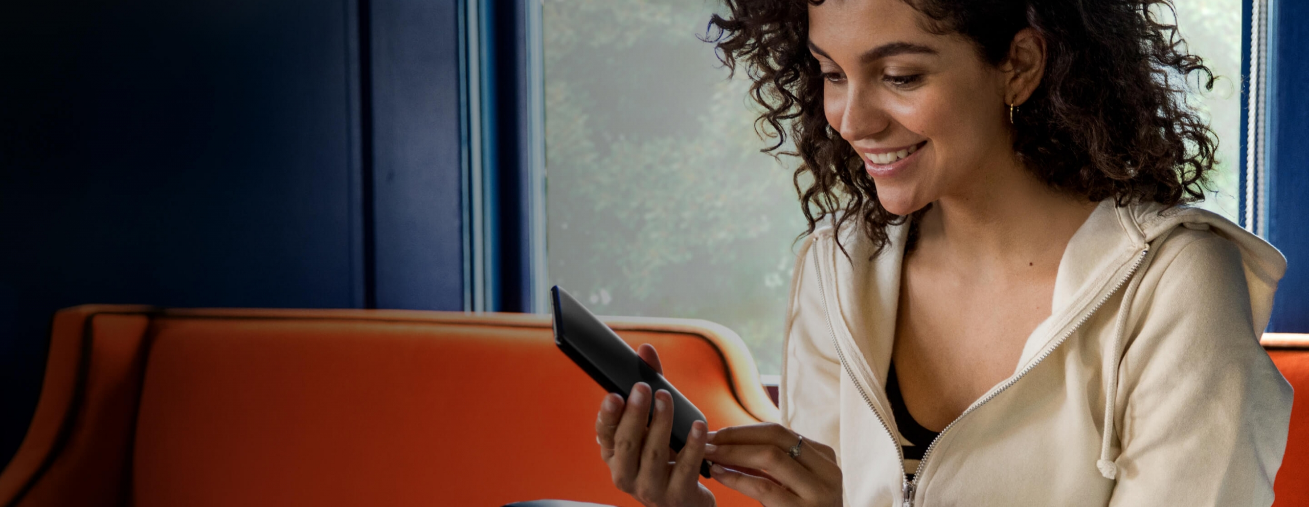 Woman using Samsung phone