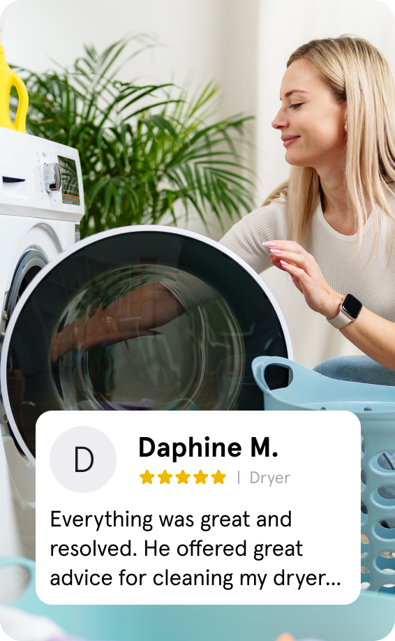 Appliance+ Testimonial by Daphine M. - Everything was great and resolved. He offered great advice for cleaning my dryer.